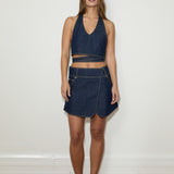 Denim Wrap Mini Skirt