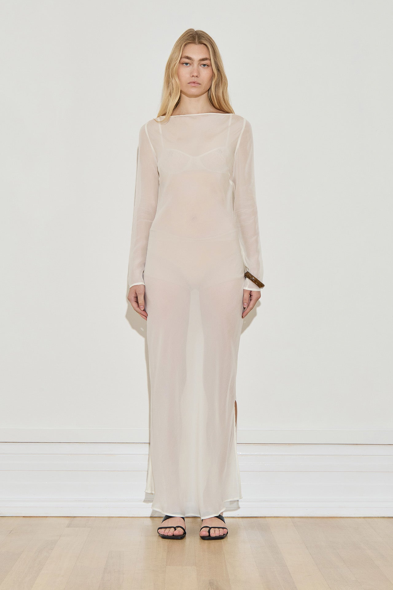 MAISON ESSENTIELE | SILK CHIFFON LONG SLEEVE DRESS MAISON ESSENTIELE | SILK CHIFFON LONG SLEEVE DRESS