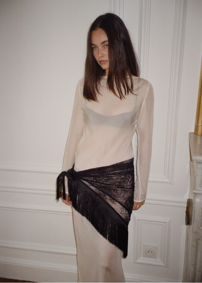 Lace Fringe Scarf - As seen on