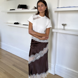 Silk Lace Midi Skirt