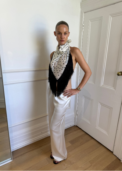 Silk Chiffon Fringe Scarf - As seen on