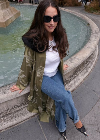 Fur Trimmed Kimono Duster - As seen on