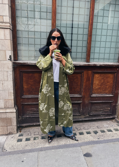 Fur Trimmed Kimono Duster - As seen on