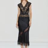 Silk Lace Midi Skirt