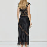 Silk Lace Midi Skirt