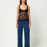 Low Rise Lace Denim Jean