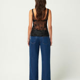 Low Rise Lace Denim Jean