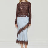 Silk Lace Midi Skirt