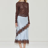 Silk Lace Midi Skirt