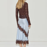Silk Lace Midi Skirt
