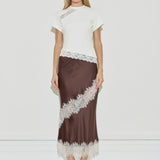 Silk Lace Midi Skirt