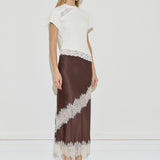 Silk Lace Midi Skirt