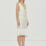 Silk Fringe Midi Skirt