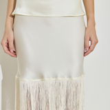 Silk Fringe Midi Skirt