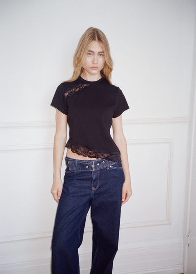 Lace Trimmed Baby Tee - As seen on