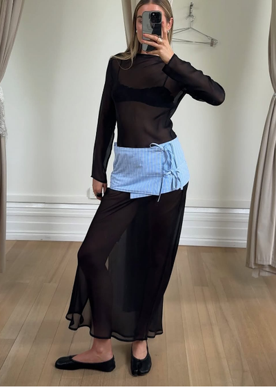 Silk Chiffon Long Sleeve Dress - As seen on